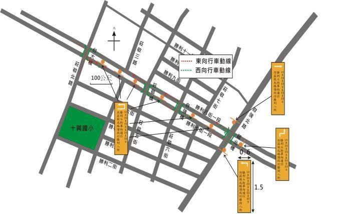 竹北市勝利七街一段配合自行車道工程明年3月2日前單向東行