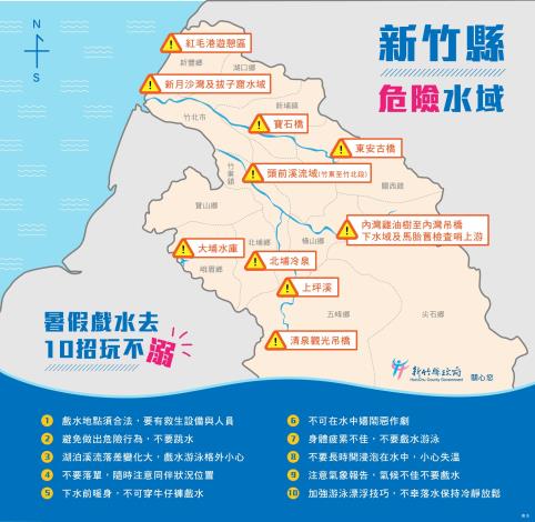 防範溺水事件 新竹縣公布13處危險水域