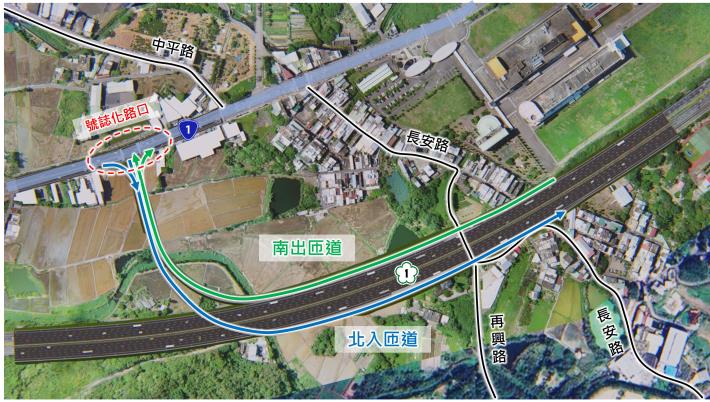 1湖口增設交流道南出北入匝道路線圖